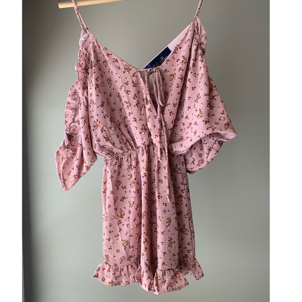 Pink Floral romper with fun sleeves